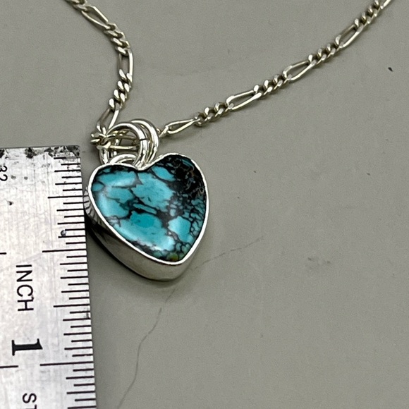 Sterling Silver Necklace with Turquoise Heart Pendant - Picture 4 of 4
